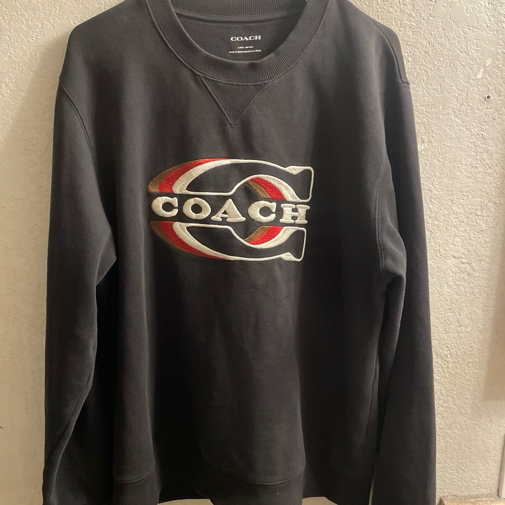 Coach Black Crewneck Sweater with Logo